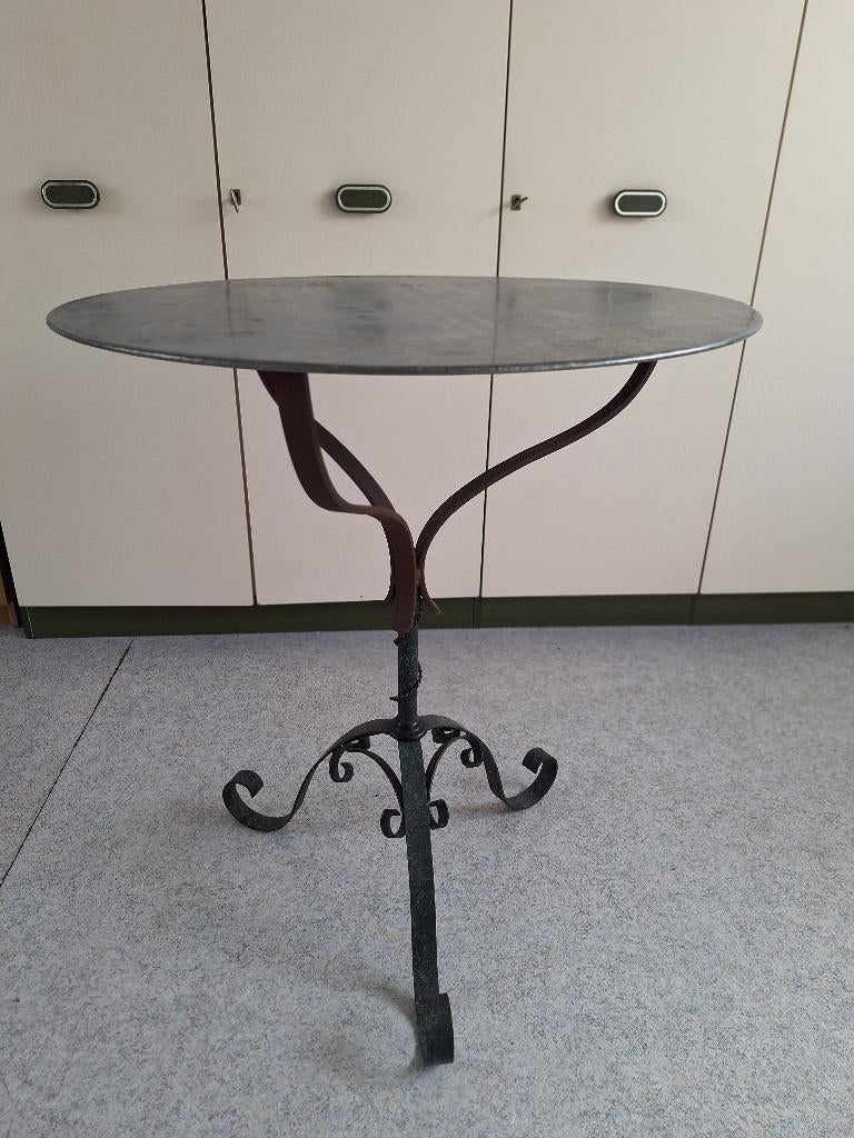 Bistrotafeltje, Huis en Inrichting, Ophalen, Gebruikt, Metaal of Aluminium, Rond