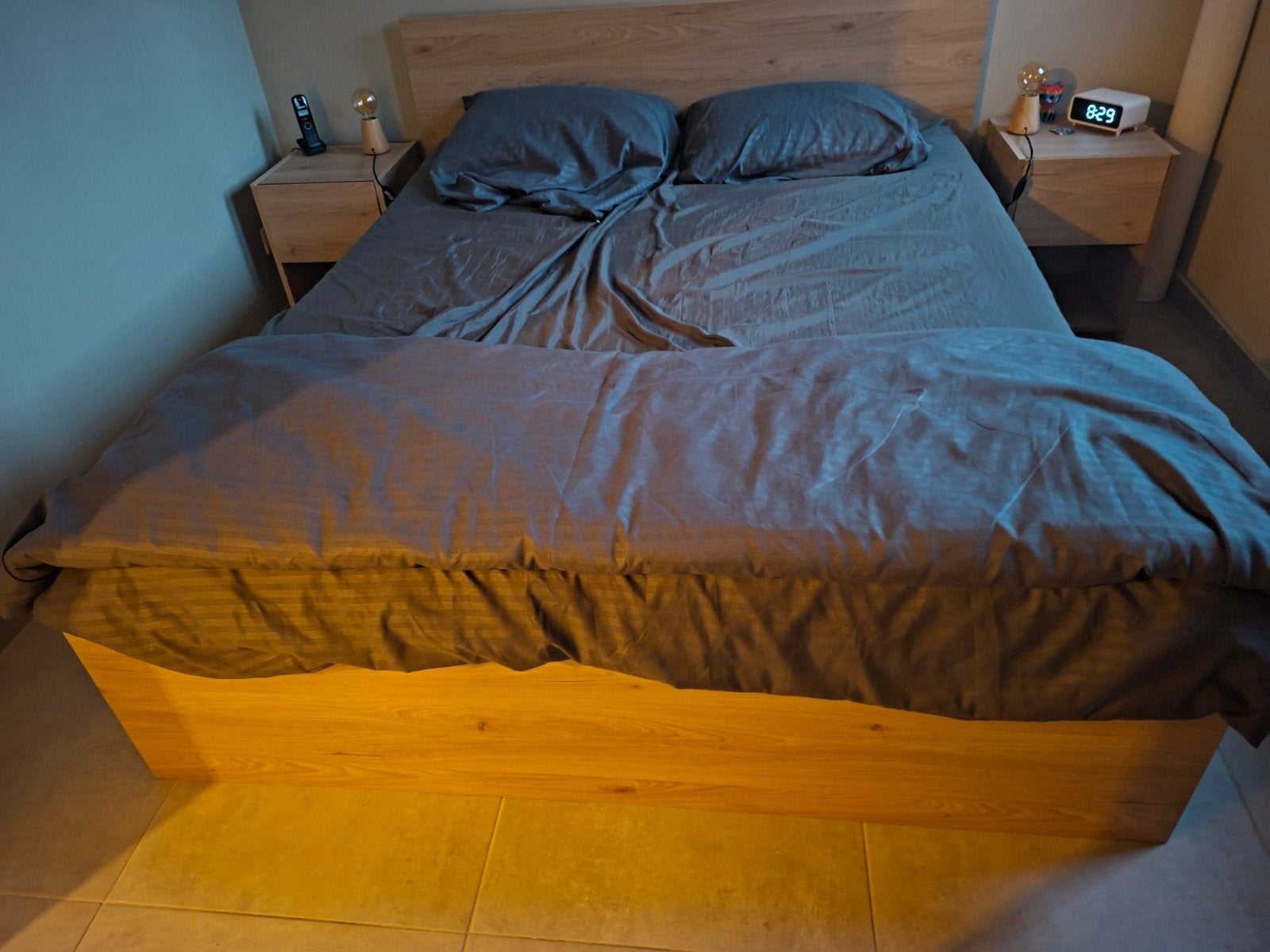 Lit double avec tiroirs, Maison & Meubles, Brun, Enlèvement, Utilisé, 200 cm