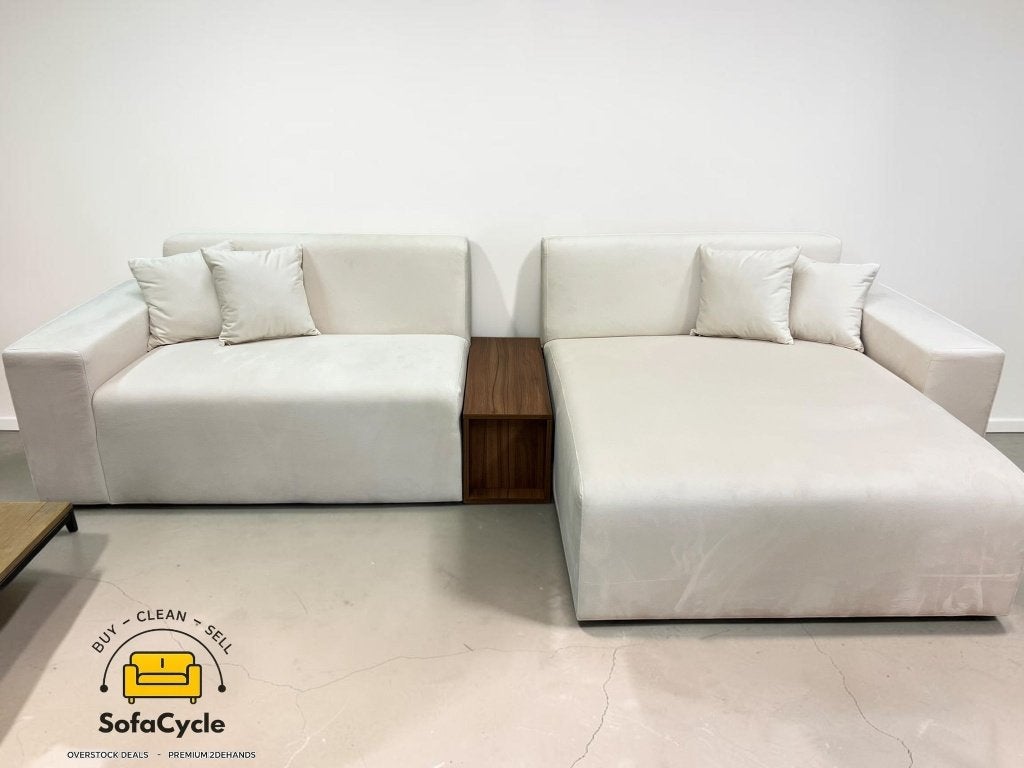 Chateau d'Ax hoekzetel beige met opbergkoffer, Nieuw, Zonnestraat 223-229, 9600 Ronse, België, Info@sofacycle.be, SofaCycle VOF