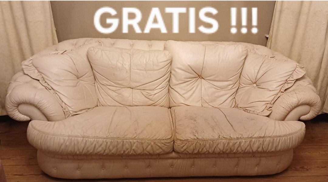 GRATIS lederen salon (3-zit en 2-zit), Ophalen, 100 tot 125 cm, Chesterfield, Driepersoons