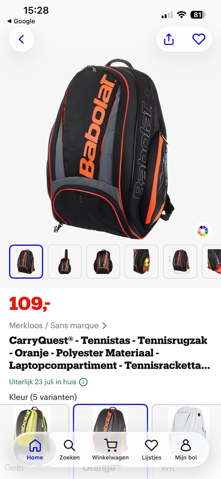 Tenniszak, Sport en Fitness, Tennis, Ophalen, Zo goed als nieuw