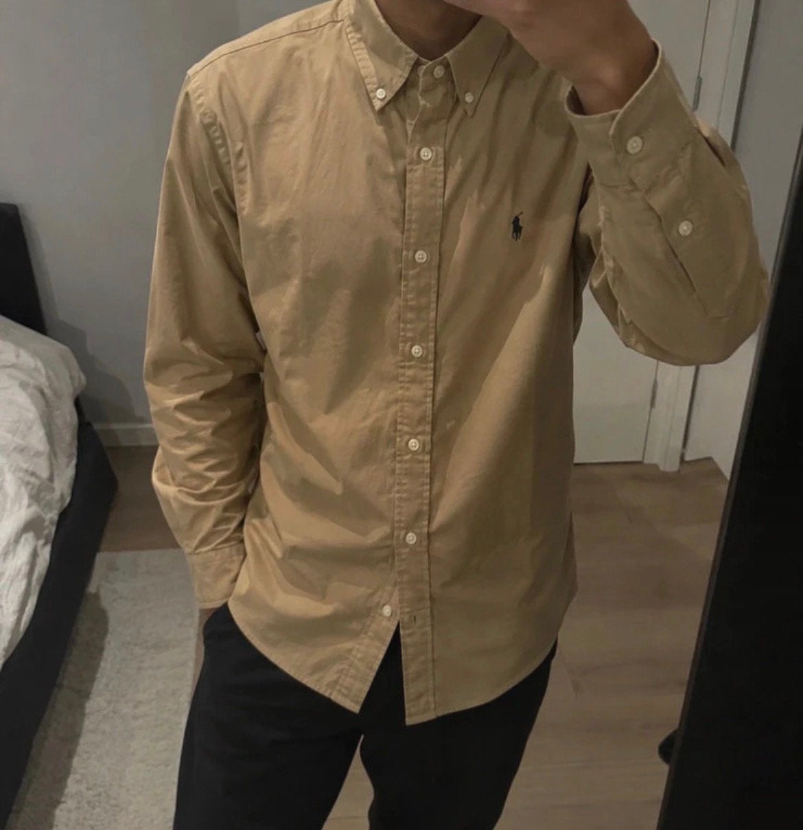 Chemise Ralph Lauren Marron/Sable, Envoi, Comme neuf, Beige, Tour de cou 38 (S) ou plus petit