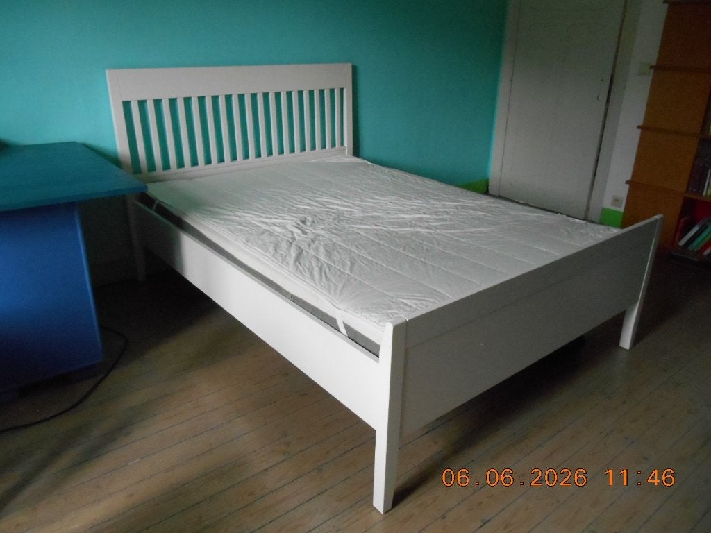 Cadre de lit blanc IKEA IDANÄS, 140x200 cm, Neuf, Queen size, 140 cm, Enlèvement