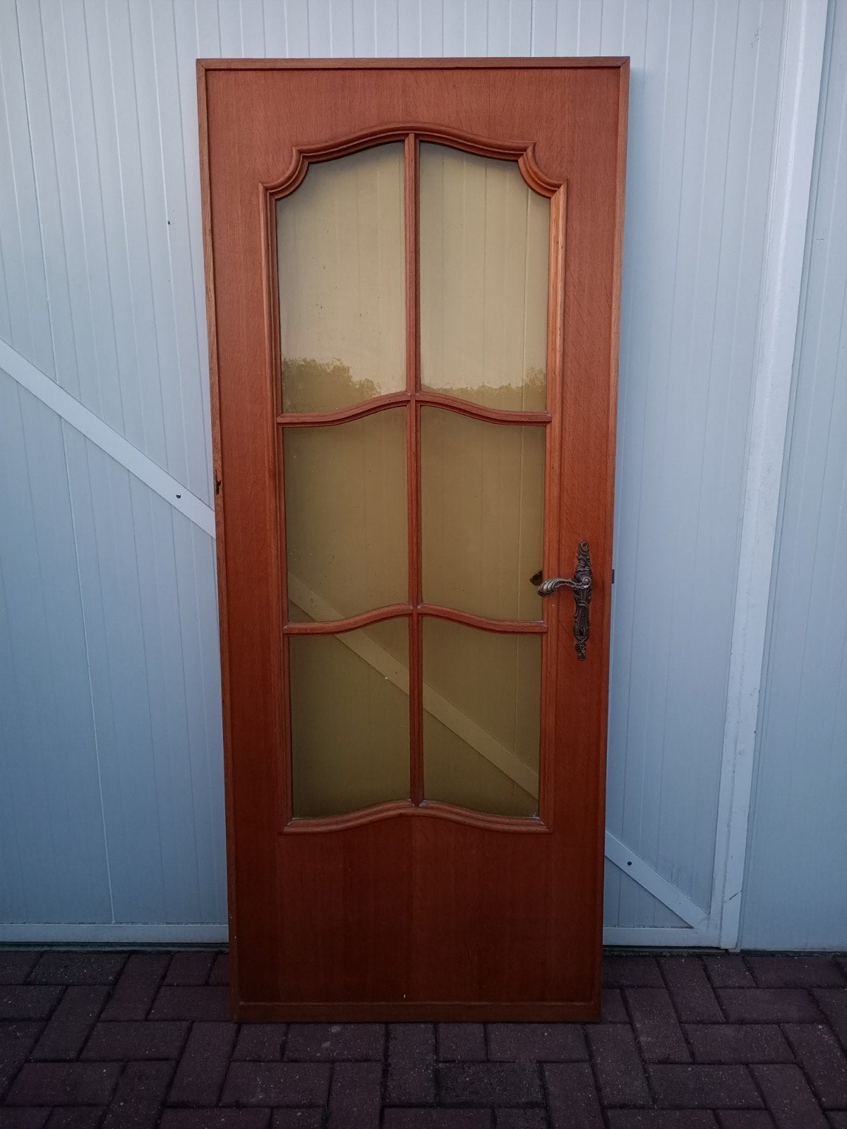 Massief Houten Binnendeur met Glas, Enlèvement, 80 à 100 cm, Bois, 200 à 215 cm