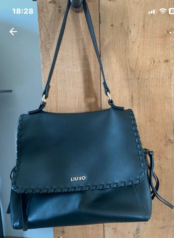 LIU JO zwarte leren tas, Ophalen, Zo goed als nieuw, Zwart, Handtas