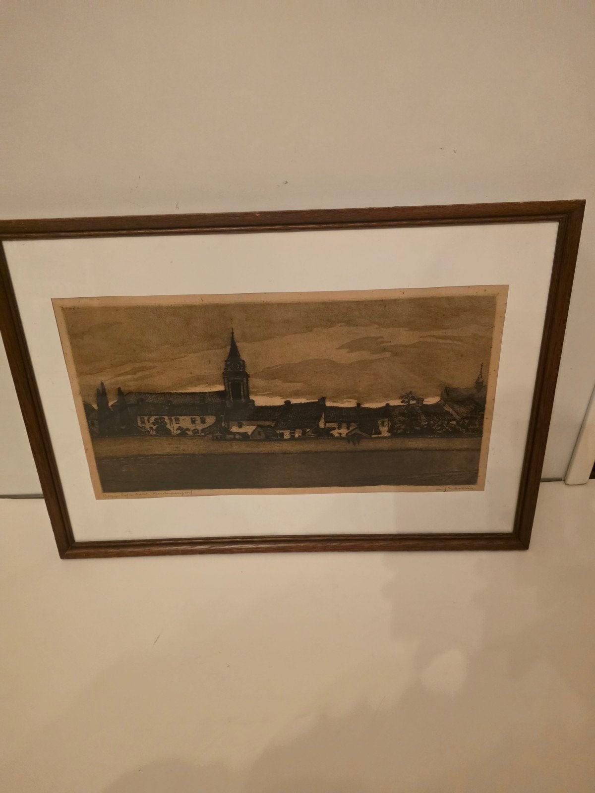 Authentieke Ets Juliaan Severin (1888–1975) – "Begijnhof te, Antiek en Kunst, Ophalen, Ets, Achter glas