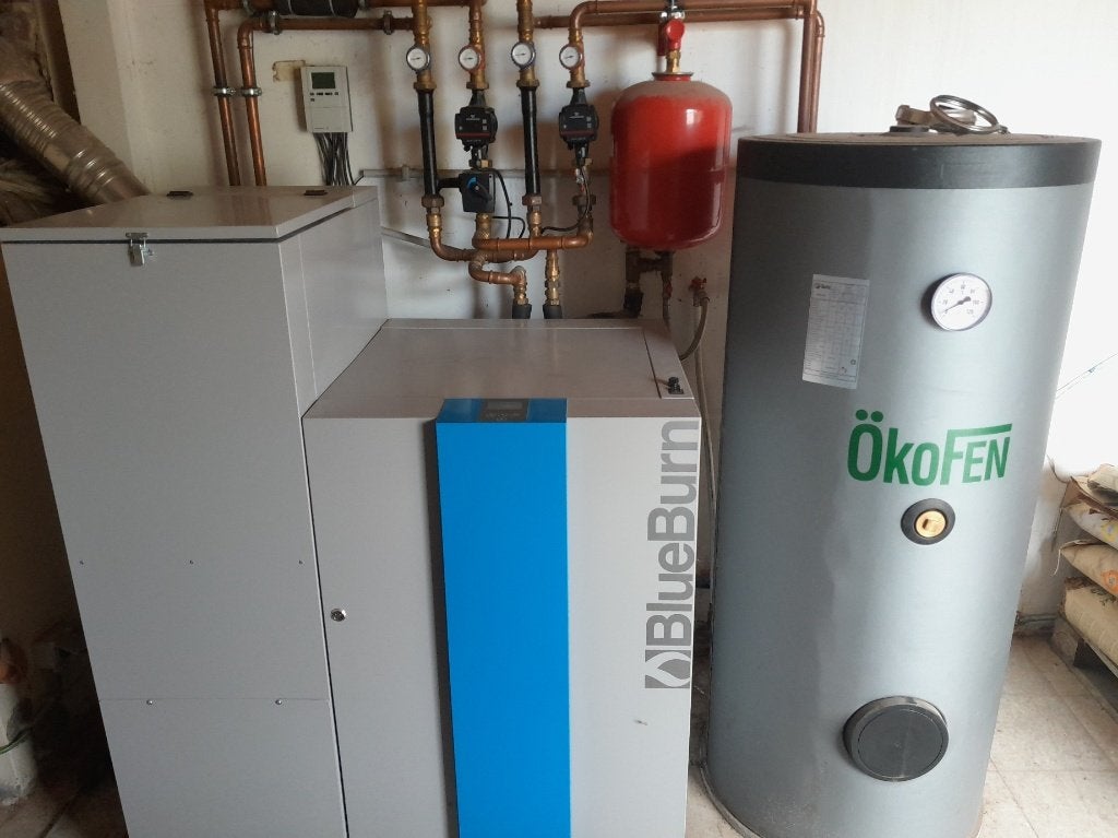 Pelletketel Ökofen - Blueburn 20kW, Doe-het-zelf en Bouw, Verwarming en Radiatoren, Zo goed als nieuw, Thermostaat, Ophalen