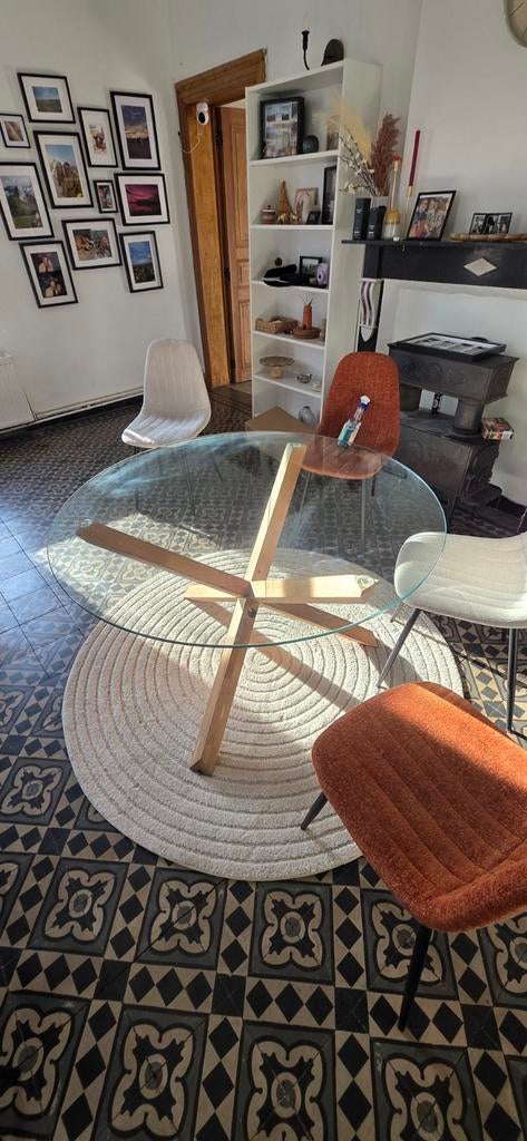 Table ronde en verre, Maison & Meubles, Ameublement | Tapis & Moquettes, Enlèvement