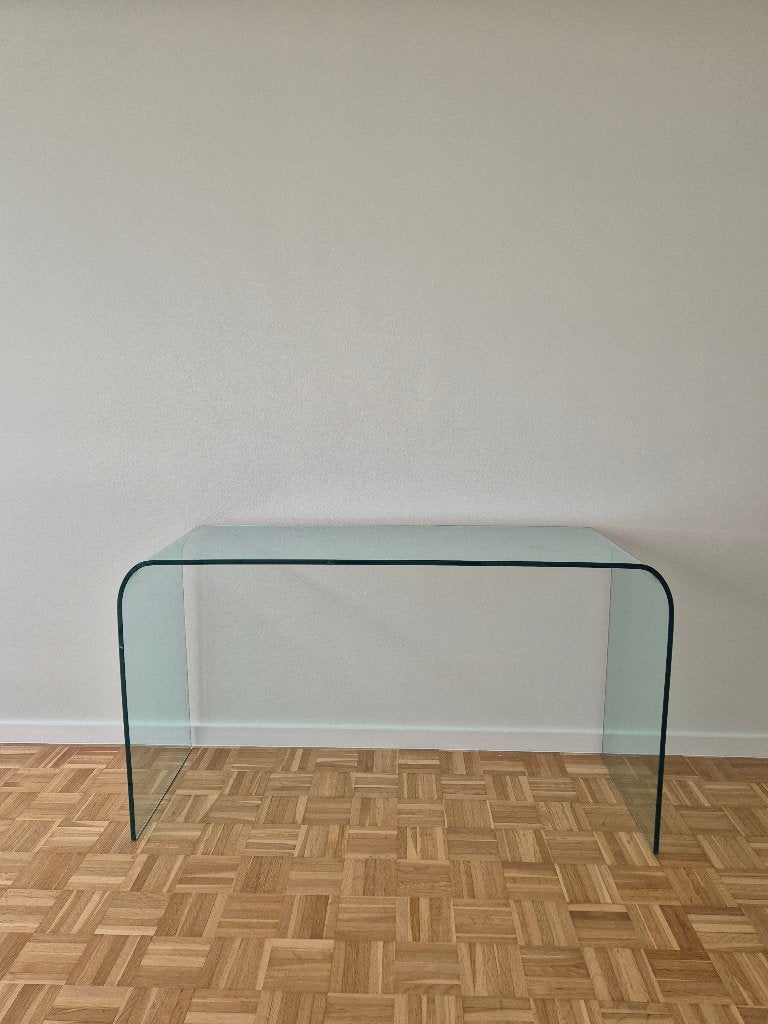 Vintage design glazen console LEROI  – 1998, Huis en Inrichting, Ophalen, Vintage, 75 cm of meer, 60 cm of meer