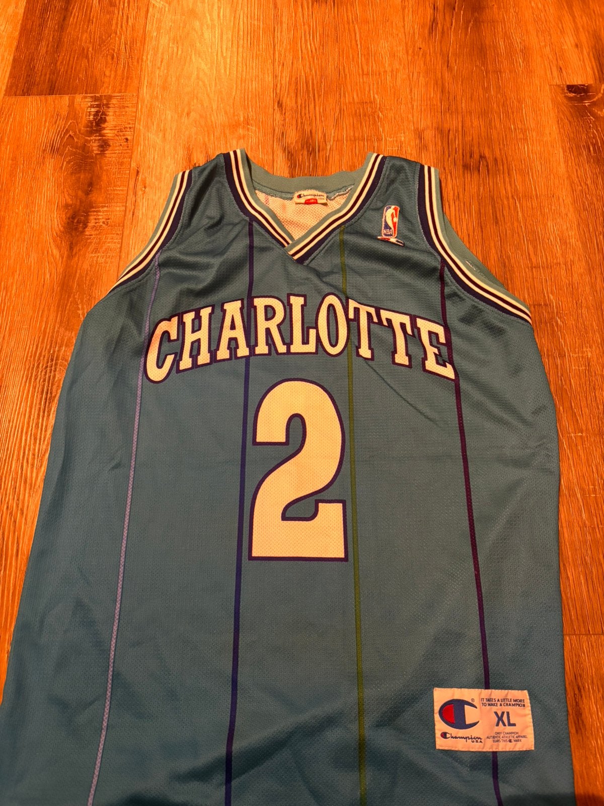 Charlotte Hornets Larry Johnson Vintage NBA-kampioensshirt, Sport en Fitness, Ophalen of Verzenden, Zo goed als nieuw, Kleding