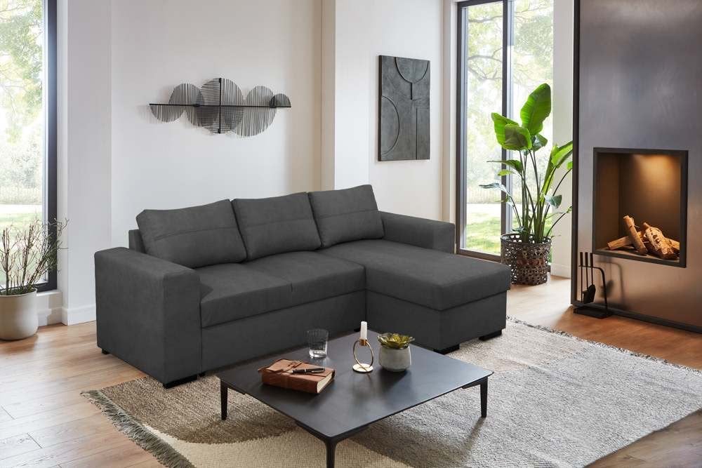 Sofa bed Met Opberg Chaisse Longue, Huis en Inrichting, Slaapkamer | Slaapbanken, Ophalen, 80 cm, Grijs, 220 cm