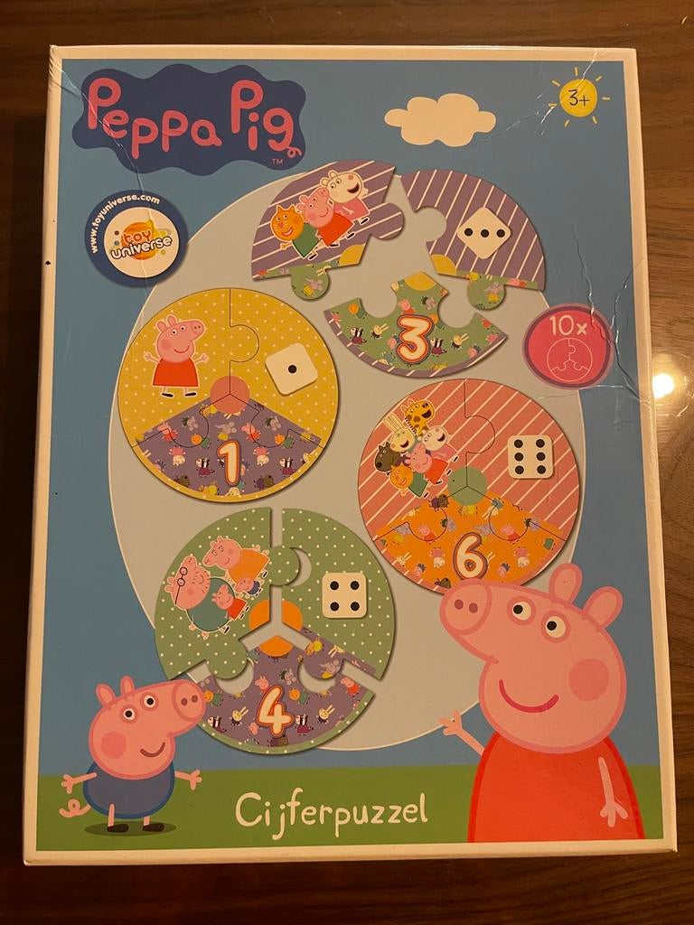 Peppa pig cijferpuzzel, Ophalen, 10 tot 50 stukjes, Zo goed als nieuw, 4 tot 6 jaar