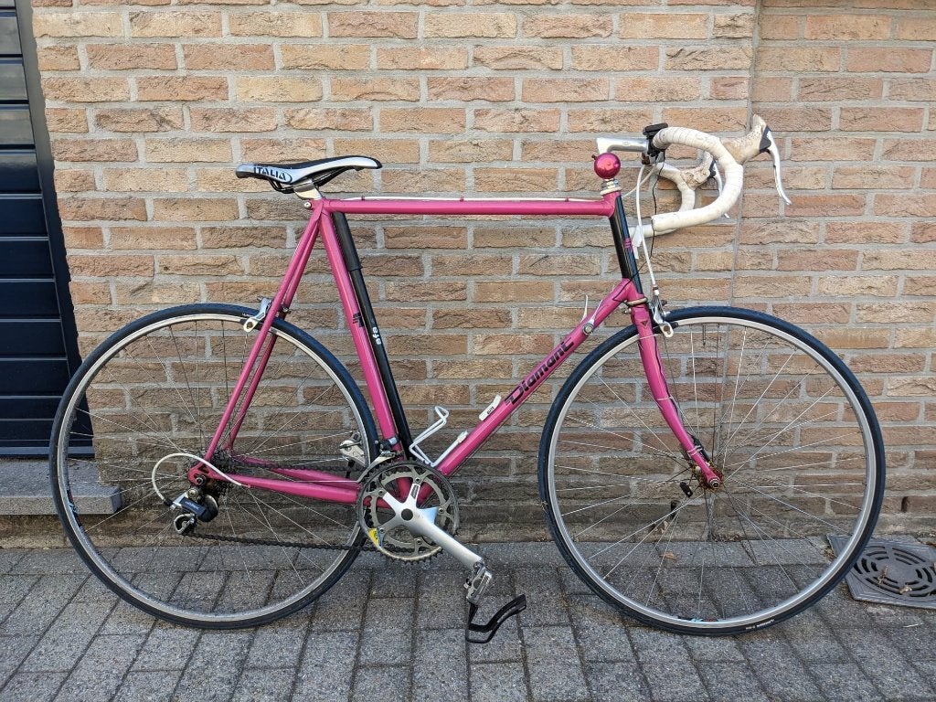 Prachtige roze retro Diamant racefiets, Fietsen en Brommers, Fietsen | Racefietsen, 28 inch, Gebruikt, 53 tot 57 cm, Ophalen