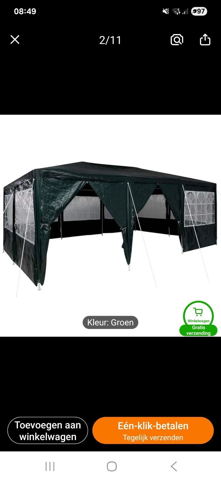 Groen feesttent 600 x 400 x 266cm nieuw nooit uitgepakt, Jardin & Terrasse, Tonnelles, Enlèvement ou Envoi