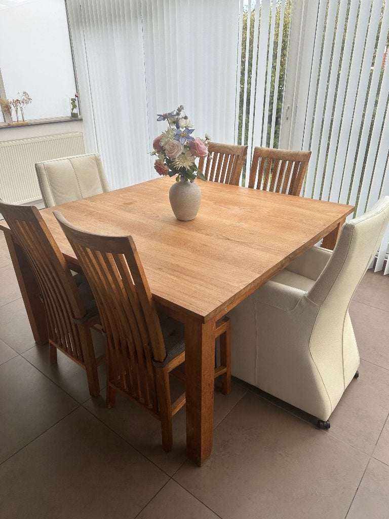 Eettafel met stoelen, Ophalen, Gebruikt, Vijf personen of meer, Vierkant
