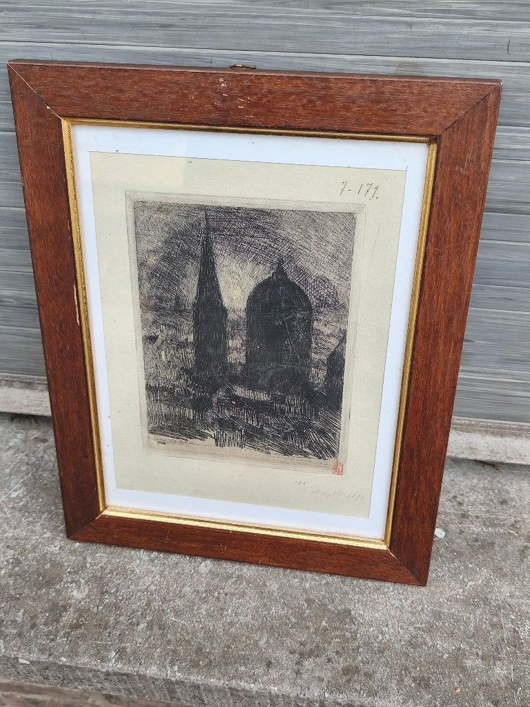 eau forte signe francois marechal, Antiek en Kunst, Ophalen of Verzenden