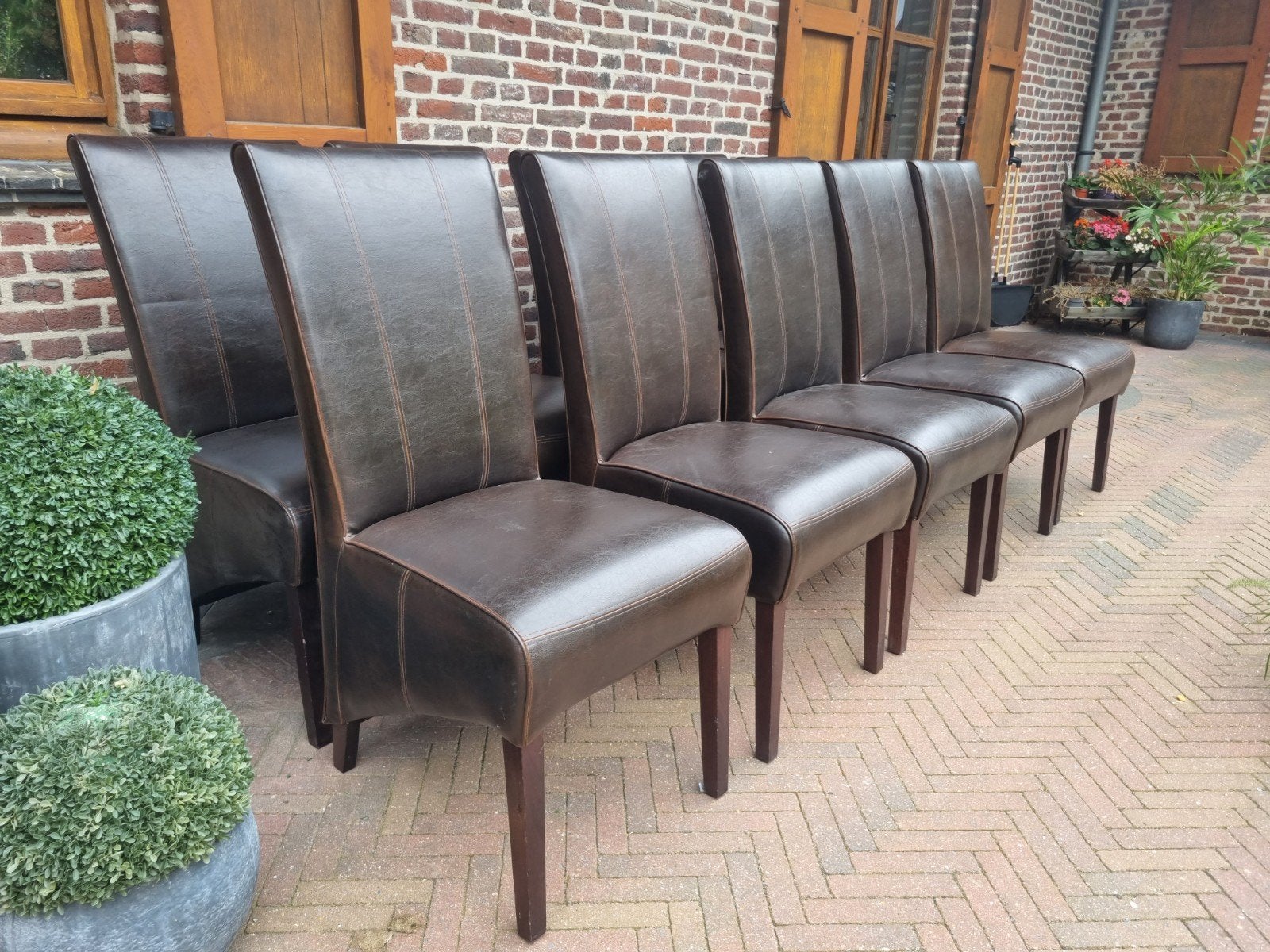 Lot de 10 chaises en cuir véritable. Art :191/26.3