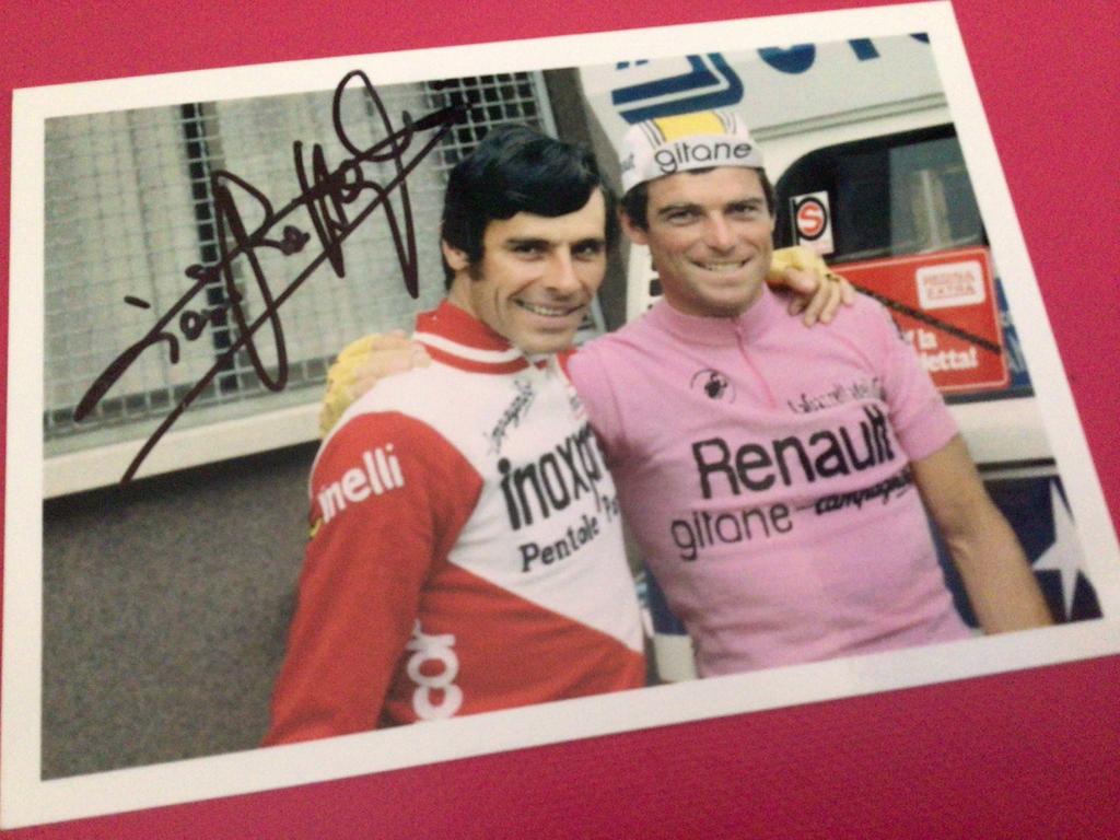 wielerkaart 1982 giro   bernard hinault - j battaglin signe, Verzenden, Zo goed als nieuw