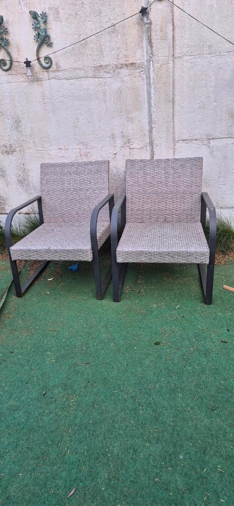 2 sièges et table de jardin, Ophalen of Verzenden, Gebruikt, Metaal