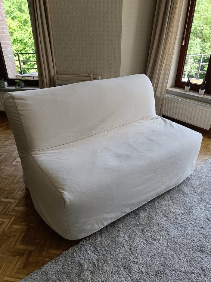 IKEA converteerbare 2-zitsbank + 2 hoezen (ref. LYCKSELE), Ophalen, Gebruikt, Beige, Tweepersoons