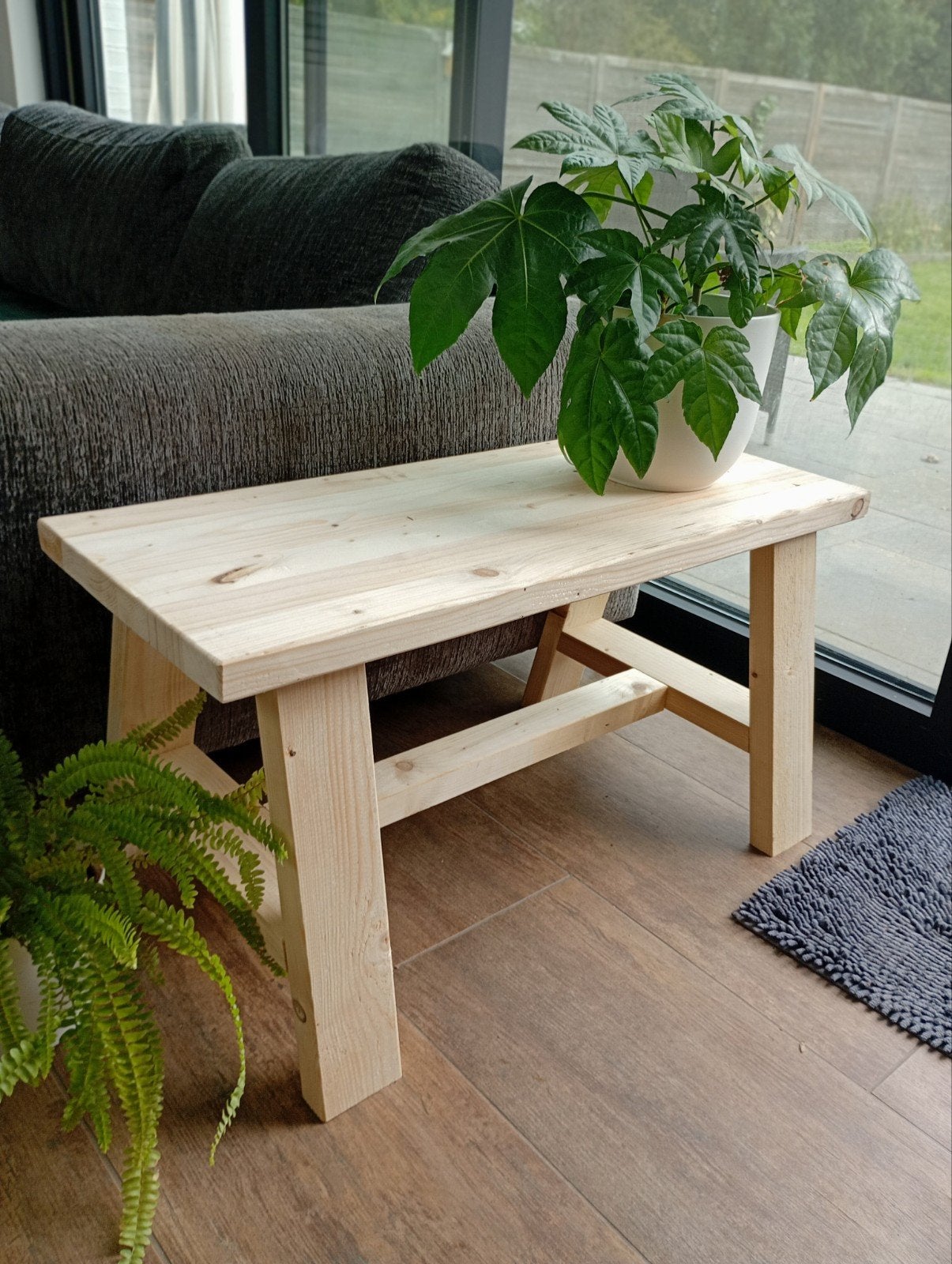 Handgemaakt Houten Bijzettafeltje/ Bankje NIEUW, Neuf, 25 à 50 cm, 50 à 100 cm, Enlèvement