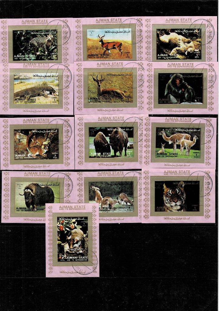 ASIE ÉMIRATS ARABES UNIS AJMAN  ANIMAUX 13 MINI-BLOCS - SCAN, Timbres & Monnaies, Timbres | Asie, Enlèvement, Affranchi