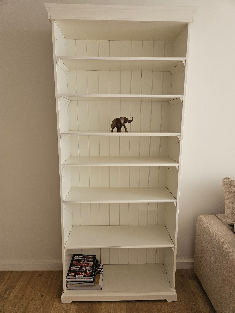 Hoge witte boekenkast landelijke stijl – 214 cm, 25 à 50 cm, Avec tablette(s), Moins de 100 cm, Landelijk / Campagne