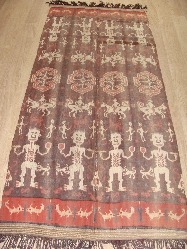 Authentiek Indonesisch Sumba Hinggi Ikat doek – 255 x 110 cm, Textiel, 255 cm, Ophalen of Verzenden, Indonesië