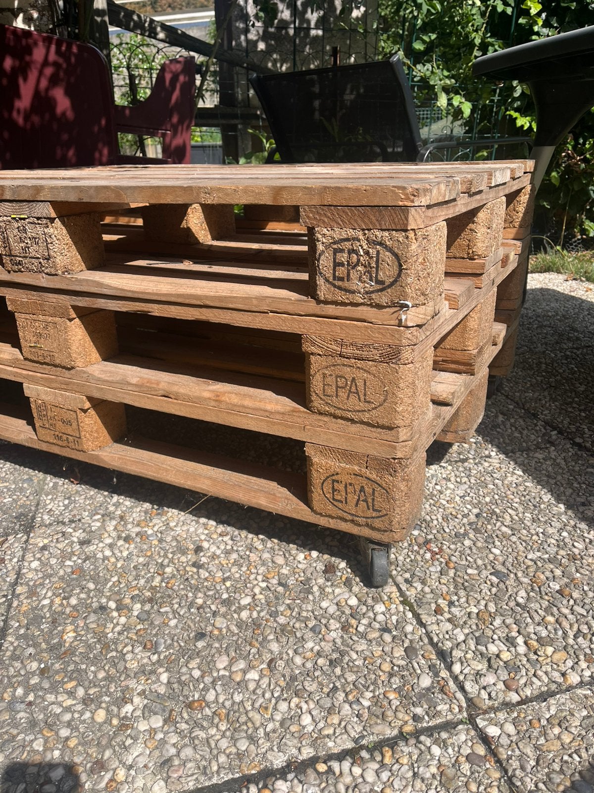 Table en palettes sur roulettes, Ophalen, Gebruikt