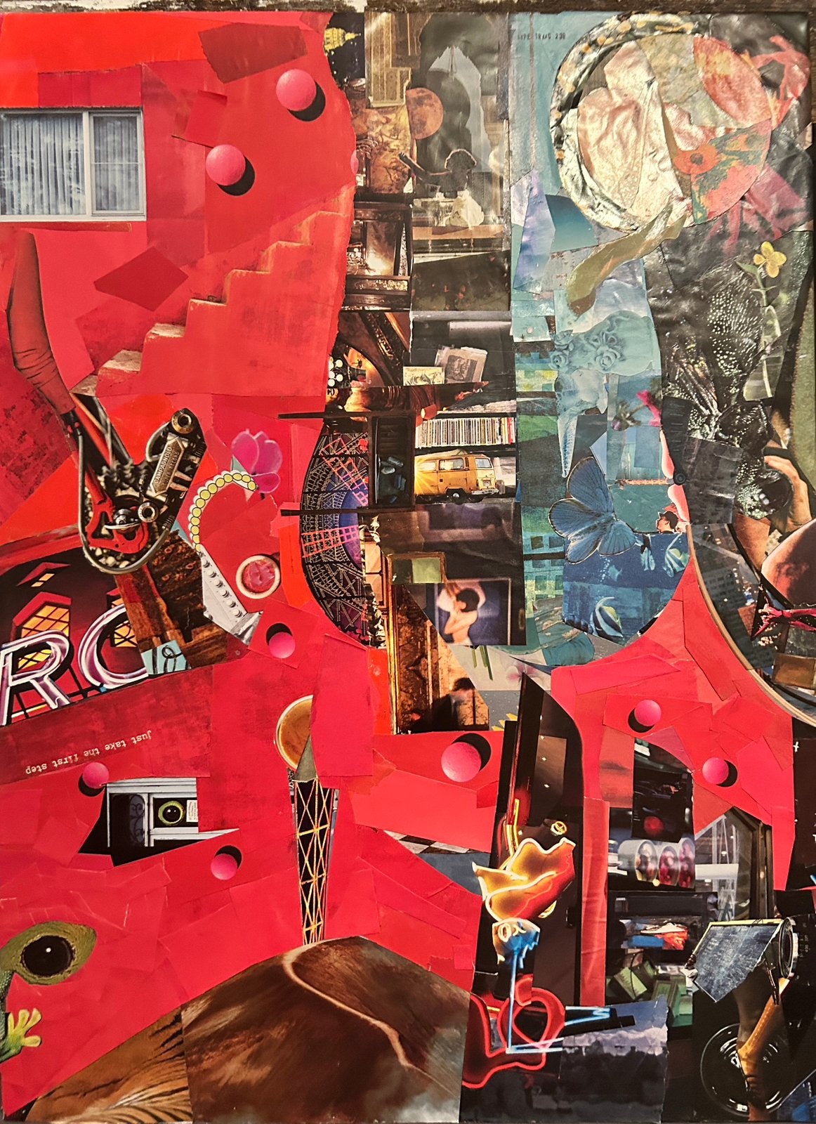 COLLAGE “Just Take The First Step” (2023 - Bonheiden), Antiek en Kunst, Kunst | Schilderijen | Modern, Ophalen of Verzenden, Collage