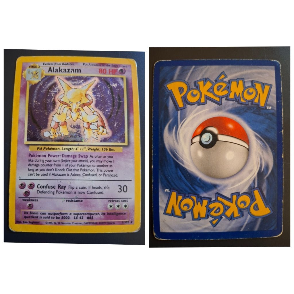 Pokemon Alakazam base set played, Hobby en Vrije tijd, Ophalen of Verzenden, Gebruikt, Losse kaart, Foil
