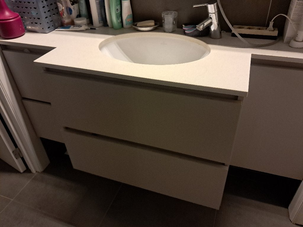 badkamerkast gratis, op maat gemaakt, kleurtint grijs/ taupe, Ophalen, Gebruikt, Wastafelkast, Minder dan 100 cm