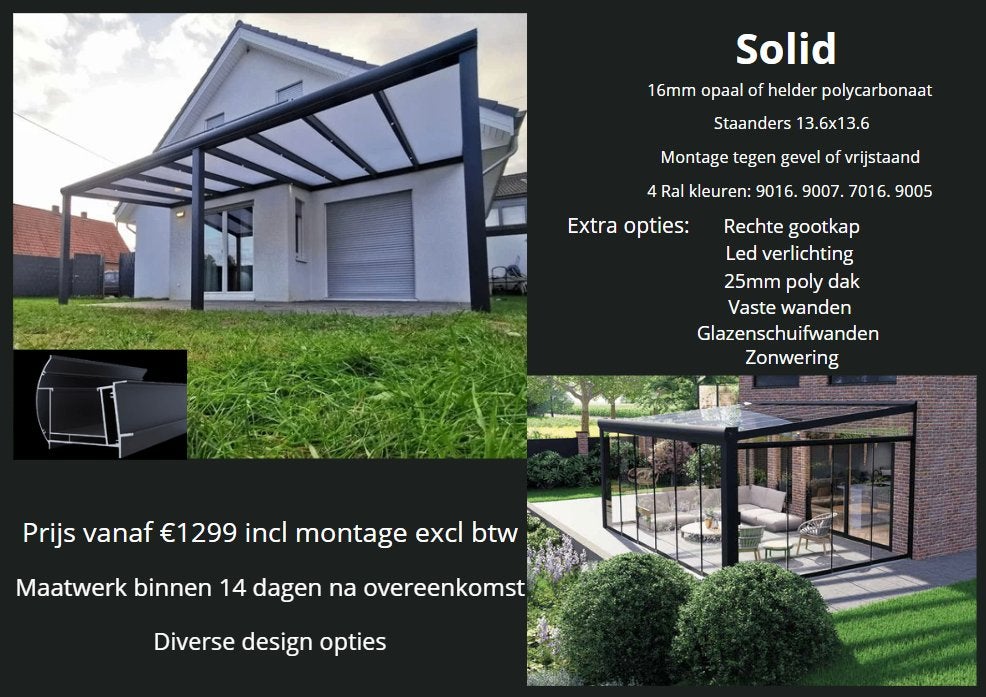 Gratis opmeting en offerte! Overkapping veranda schuifwand, Ophalen, Aluminium