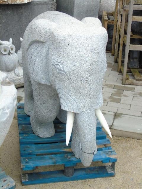 statue éléphant en pierre granit , H 80 CM !!!, Enlèvement, Neuf, Pierre, Animal