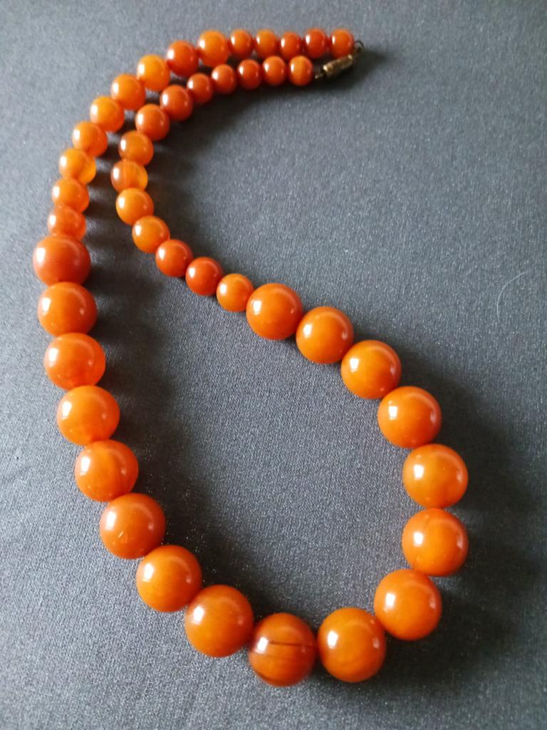 Collier ambre miellé Vintage années 40, Enlèvement