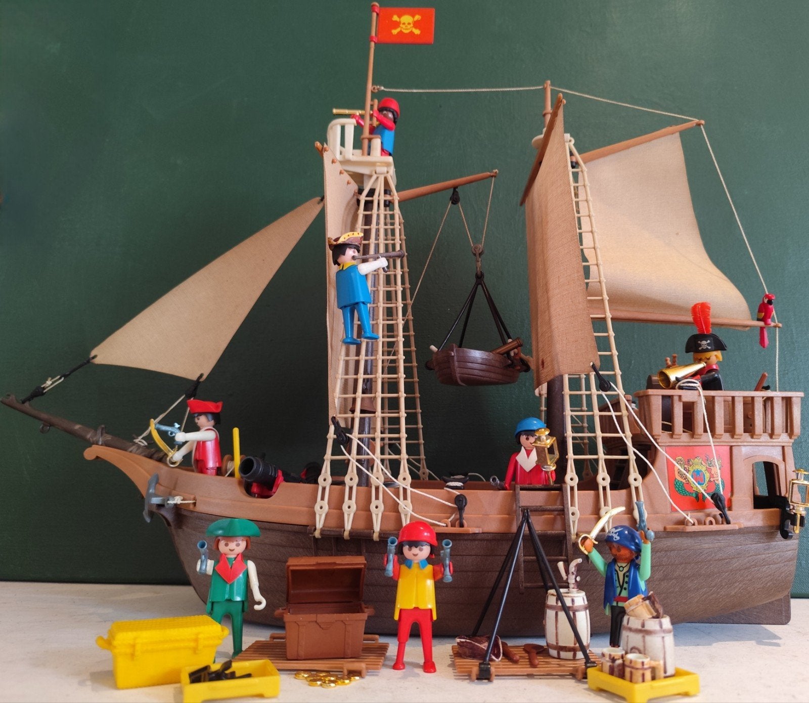 Vintage Playmobil 3550 piratenschip met bemanning uit 1978, Ophalen of Verzenden
