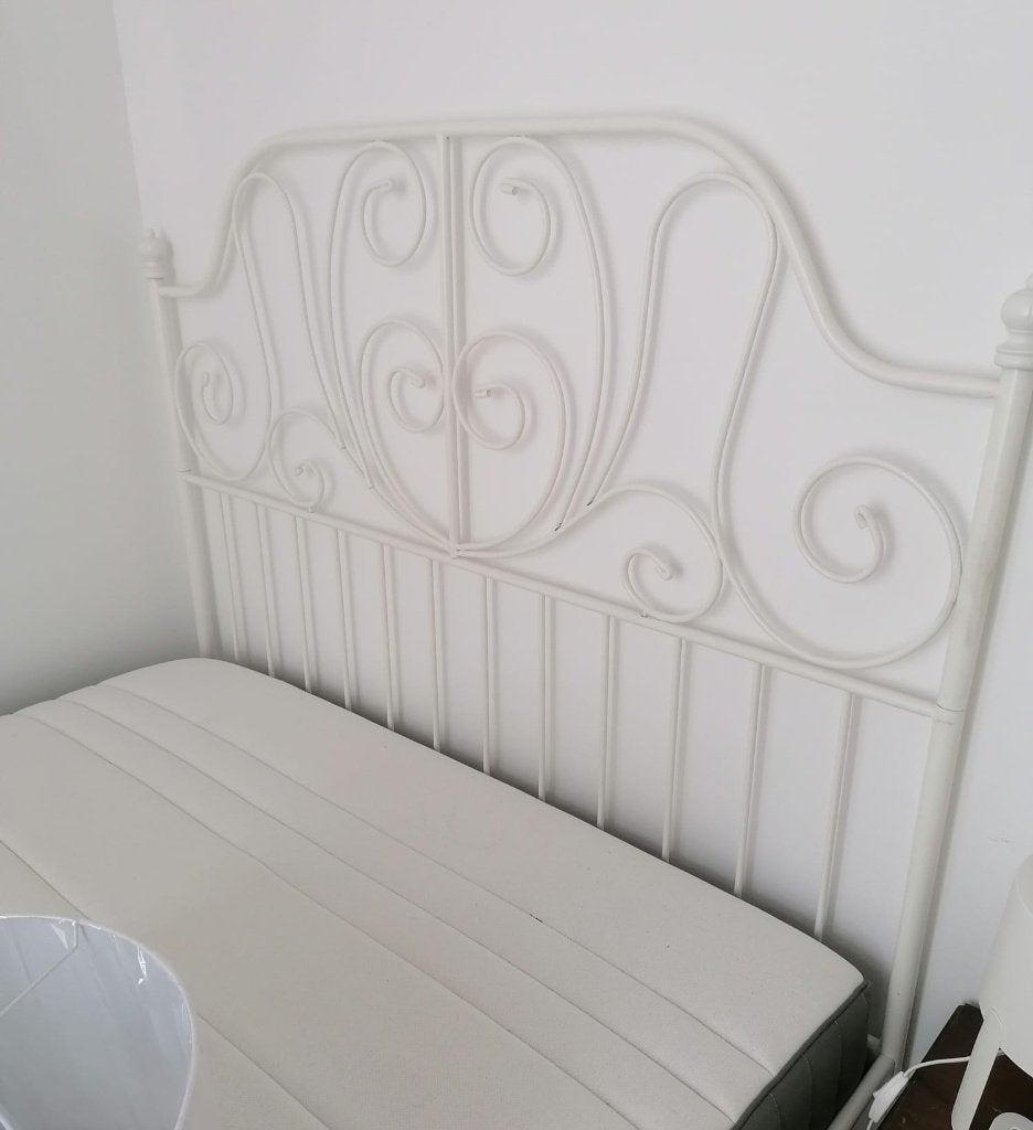 Cadre de lit en fer forgé blanc 140, Enlèvement, Blanc, 140 cm