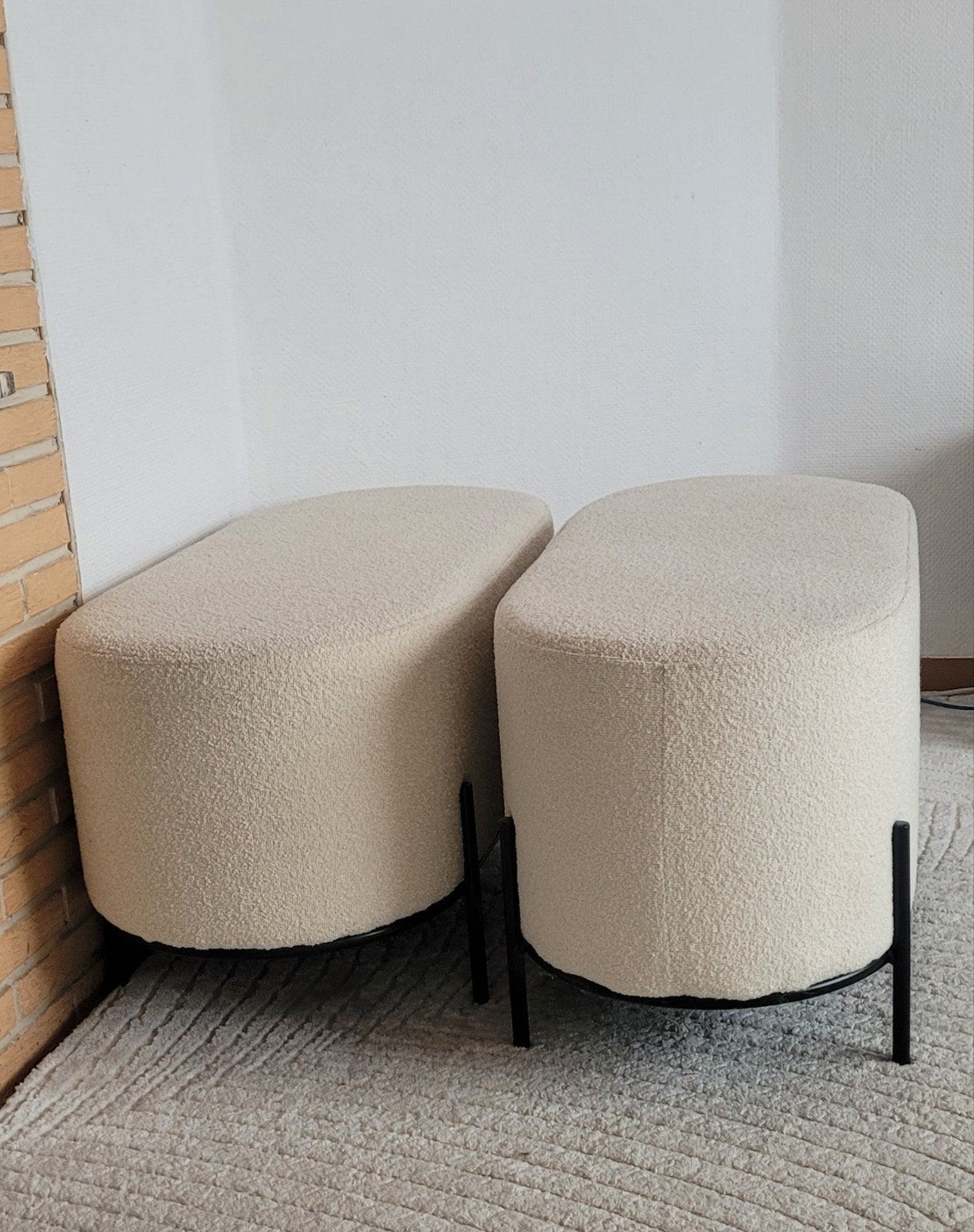 Pouf bouclé beige, Maison & Meubles, Enlèvement