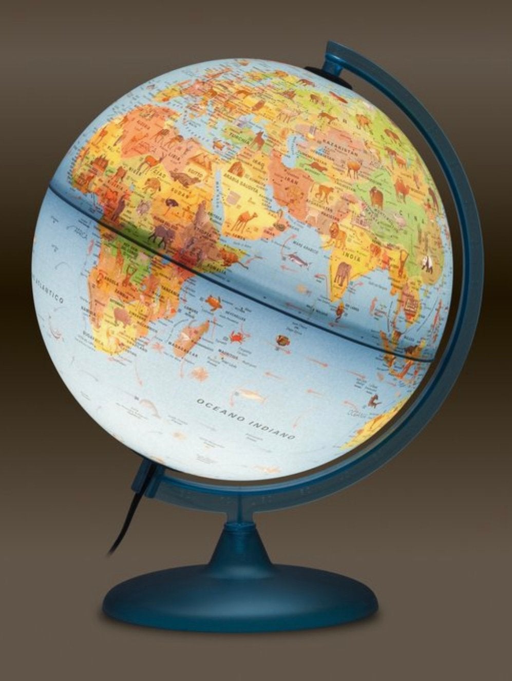 Geïllustreerde wereldbol met licht, Maison & Meubles, Accessoires pour la Maison | Globes, Neuf, Enlèvement ou Envoi, Globe enfant
