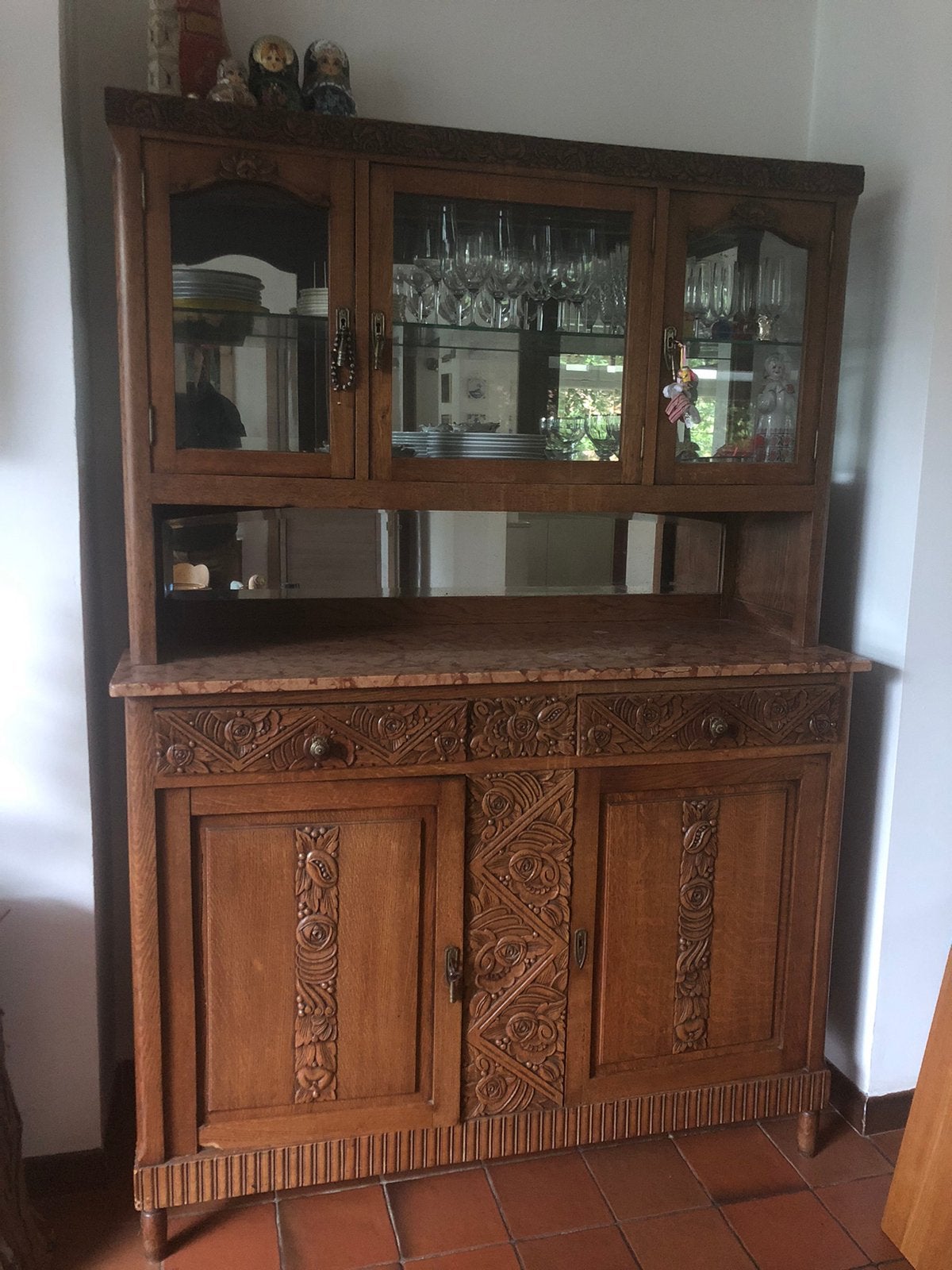 Vitrine solide, 25 à 50 cm, Avec tablette(s), Cerisier, 100 à 150 cm