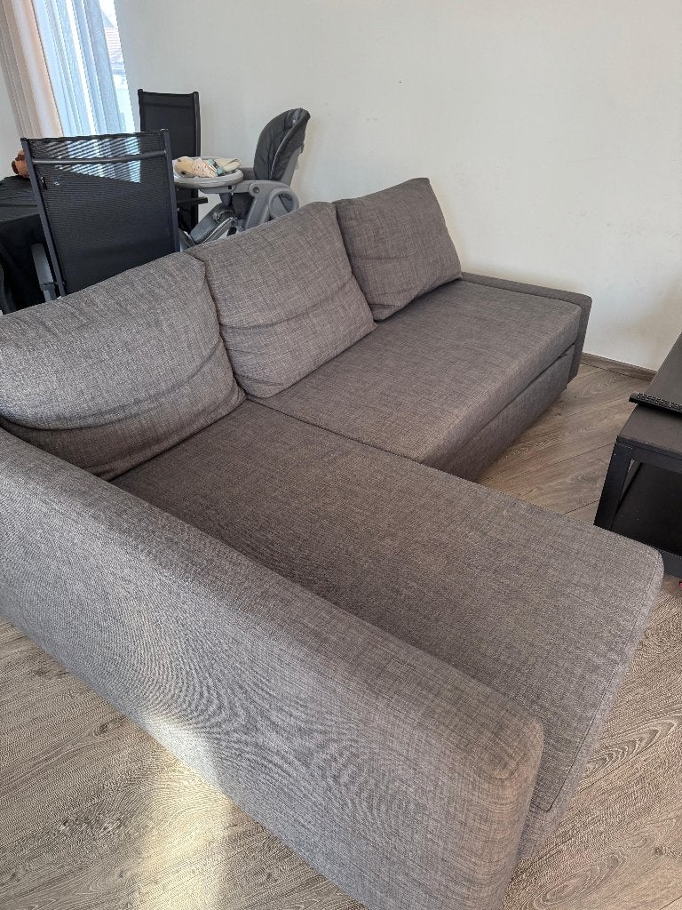 IKEA FRIHETEN Hoekslaapbank met opbergruimte – Grijs, Ophalen, Gebruikt, Grijs