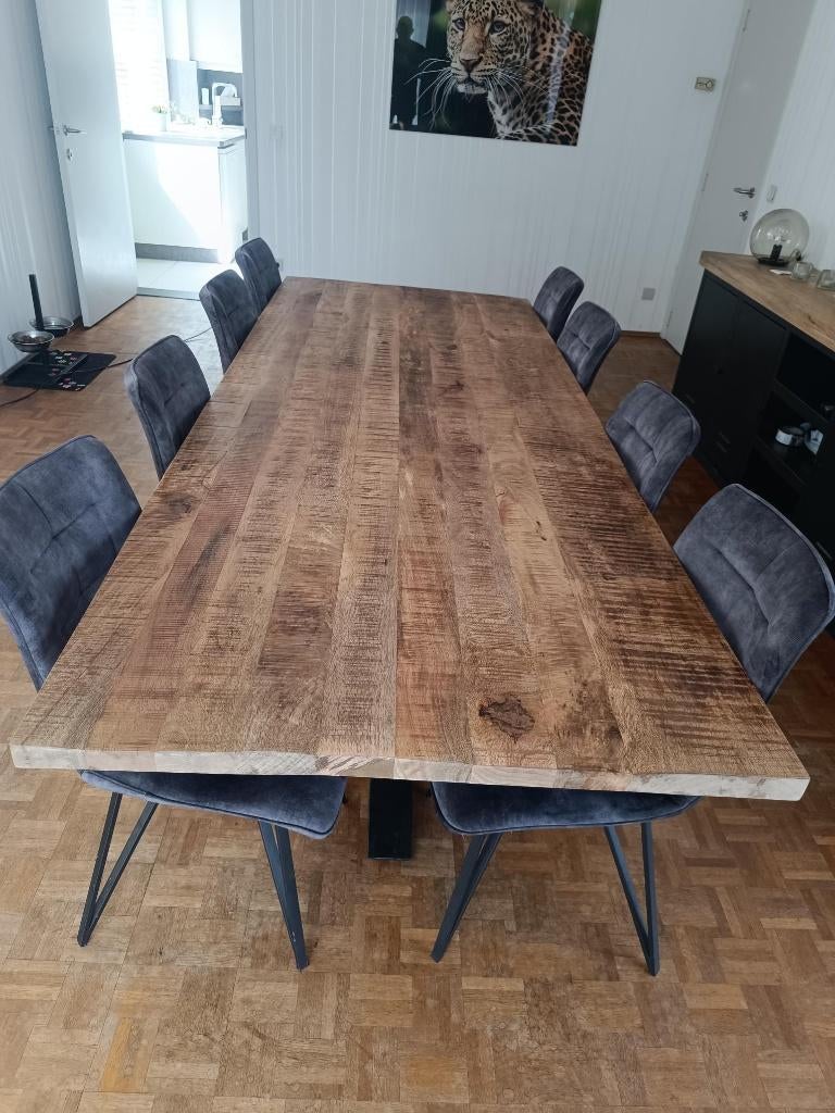 eettafel mangohout 260x100, Huis en Inrichting, 200 cm of meer, 50 tot 100 cm, Zo goed als nieuw, Vijf personen of meer
