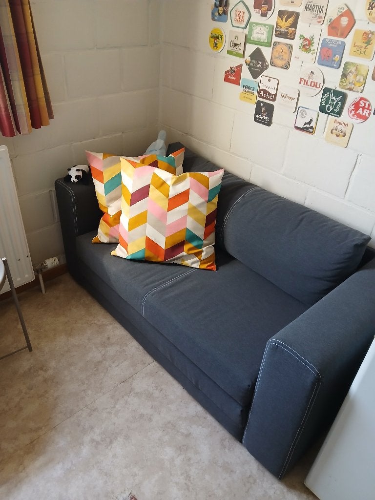 zetelbed zo goed als nieuw, Ophalen, Zo goed als nieuw, Grijs, 140 cm