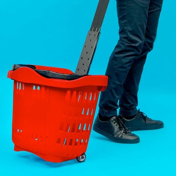 Stapelbare, verrijdbare winkeltrolley’s, Ophalen, Zo goed als nieuw, Oranje, Uitschuifbare handgreep