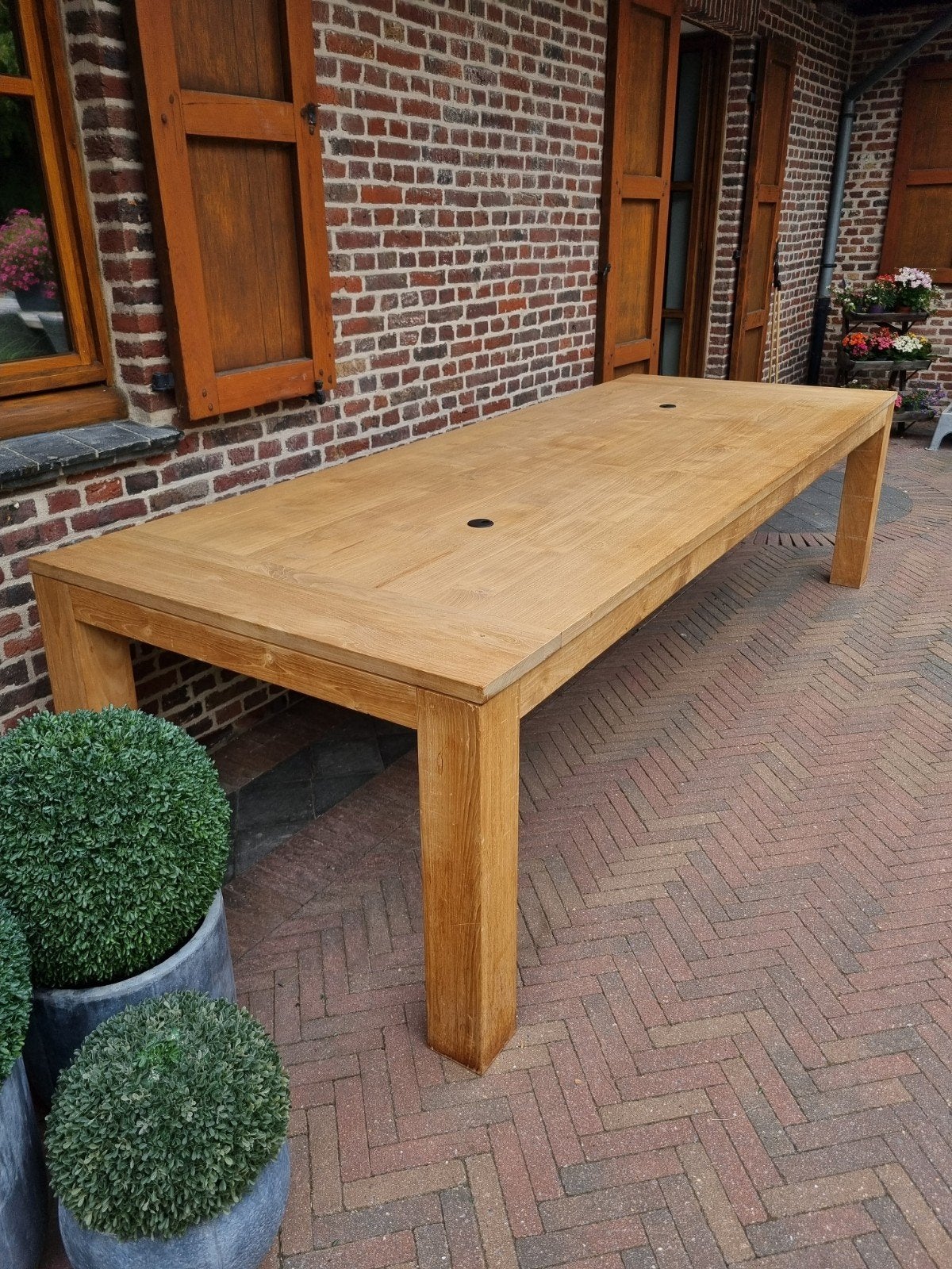 Teak eettafel/tafel xxl 300cm art.162/26, Huis en Inrichting, Tafels | Eettafels, Ophalen, Landelijk modern, 100 tot 150 cm, .