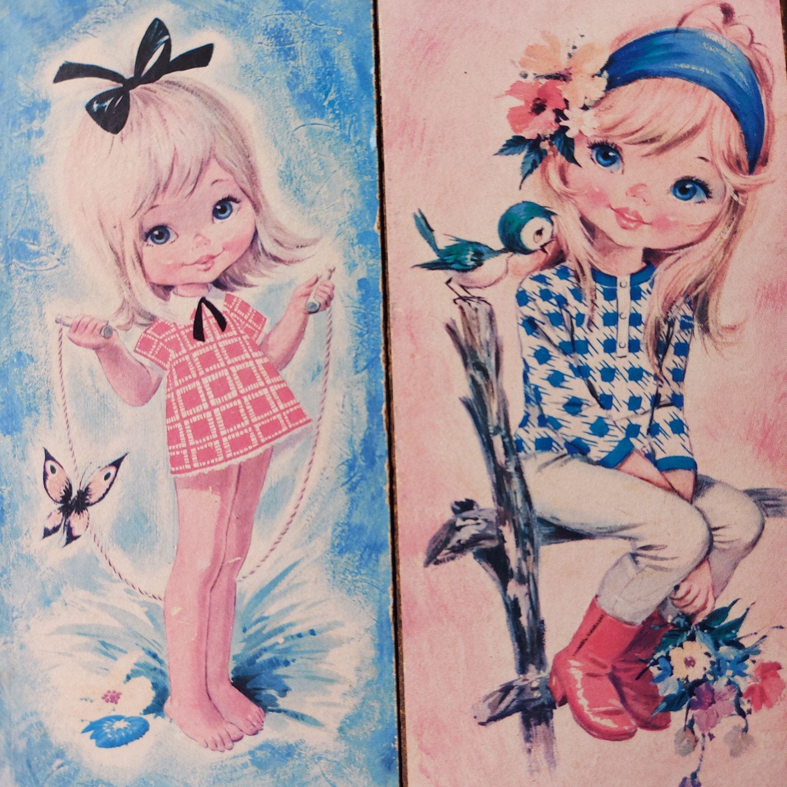 2 big eye prints/vintage/muurdecoratie/2 voor 3€, Ophalen of Verzenden