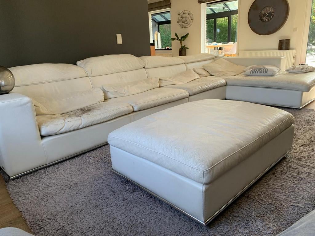 Canapé en cuir blanc Roche Bobois. État usagé., Enlèvement, Cuir