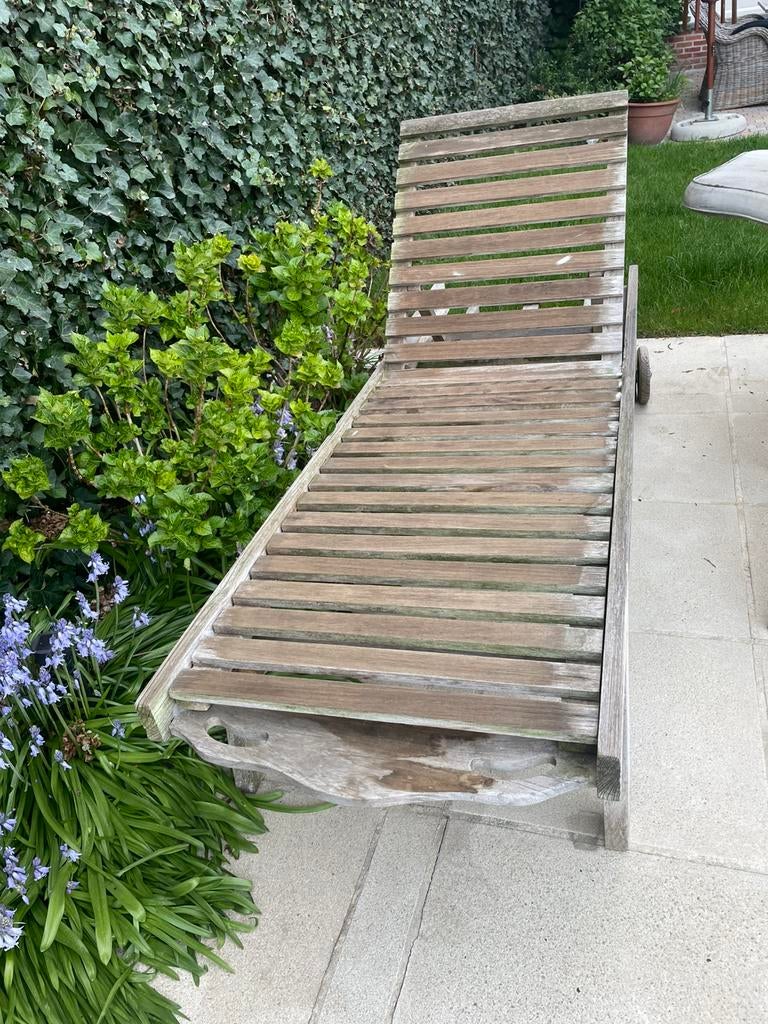 Teak ligbed verstelbaar, Tuin en Terras, Ligbedden, Ophalen, Gebruikt, Teakhout, Verstelbaar
