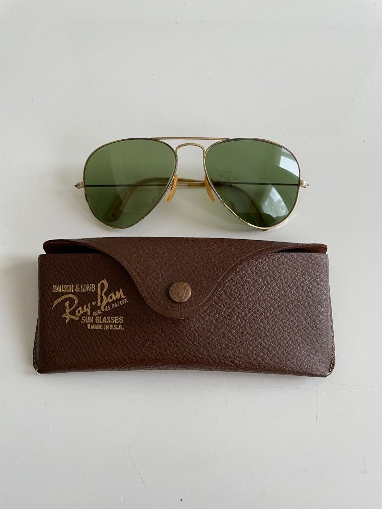 Vintage Ray Ban B&L AVIATOR met 12K GOUD, Gebruikt, Ophalen of Verzenden, Ray-Ban, Groen