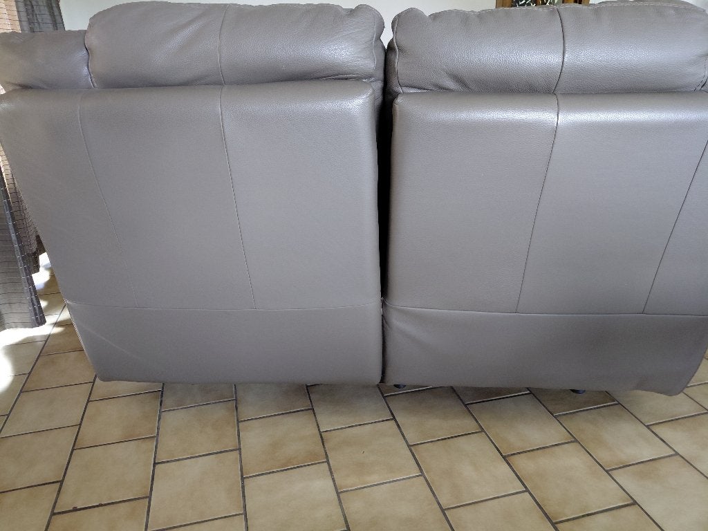 Salon en cuir de couleur grise, Maison & Meubles, Enlèvement, Utilisé, Cuir, 125 cm ou plus